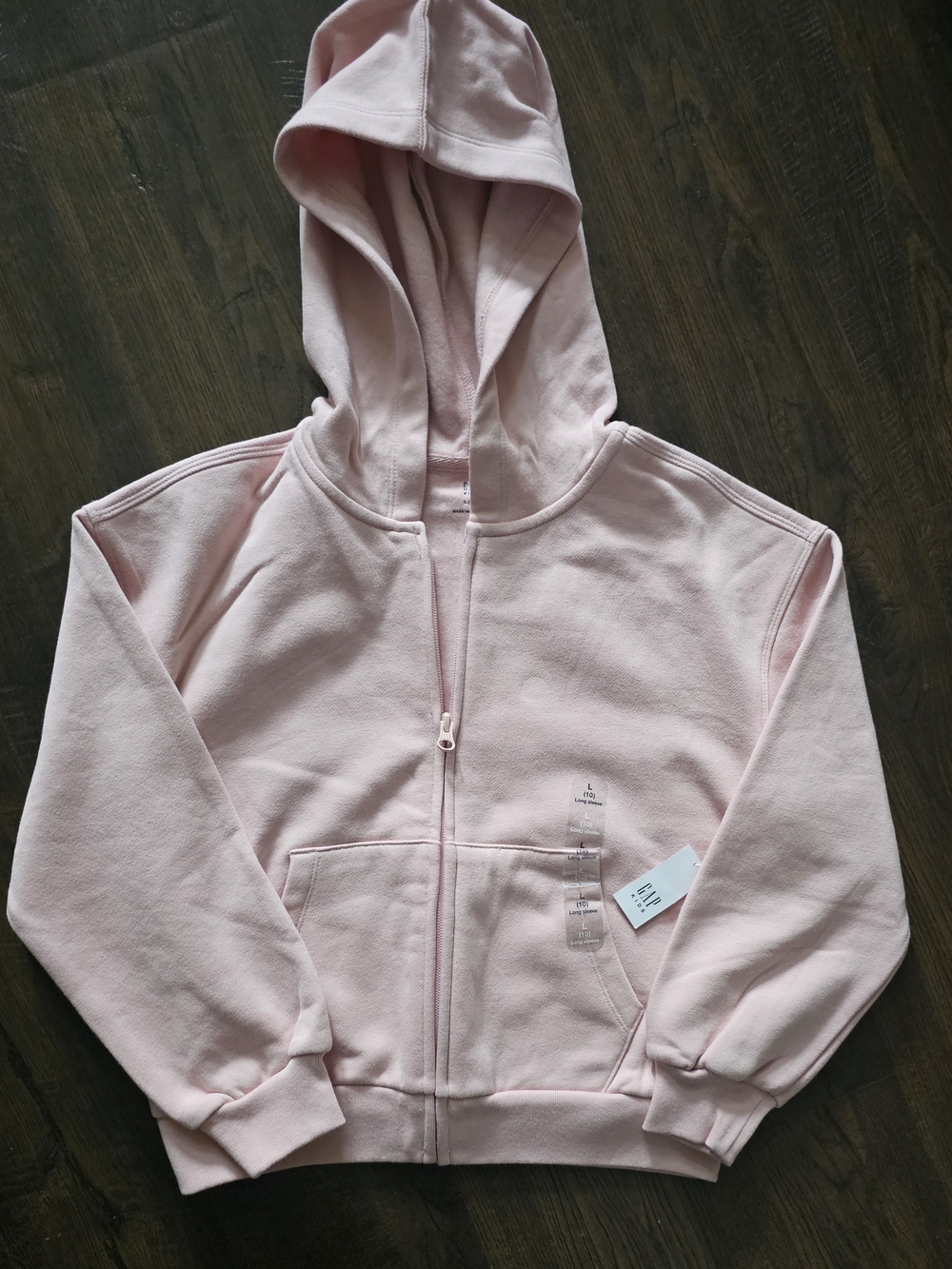 NWT GAP Kids Girls Zip Hoodie - Large (10) - Light Pink